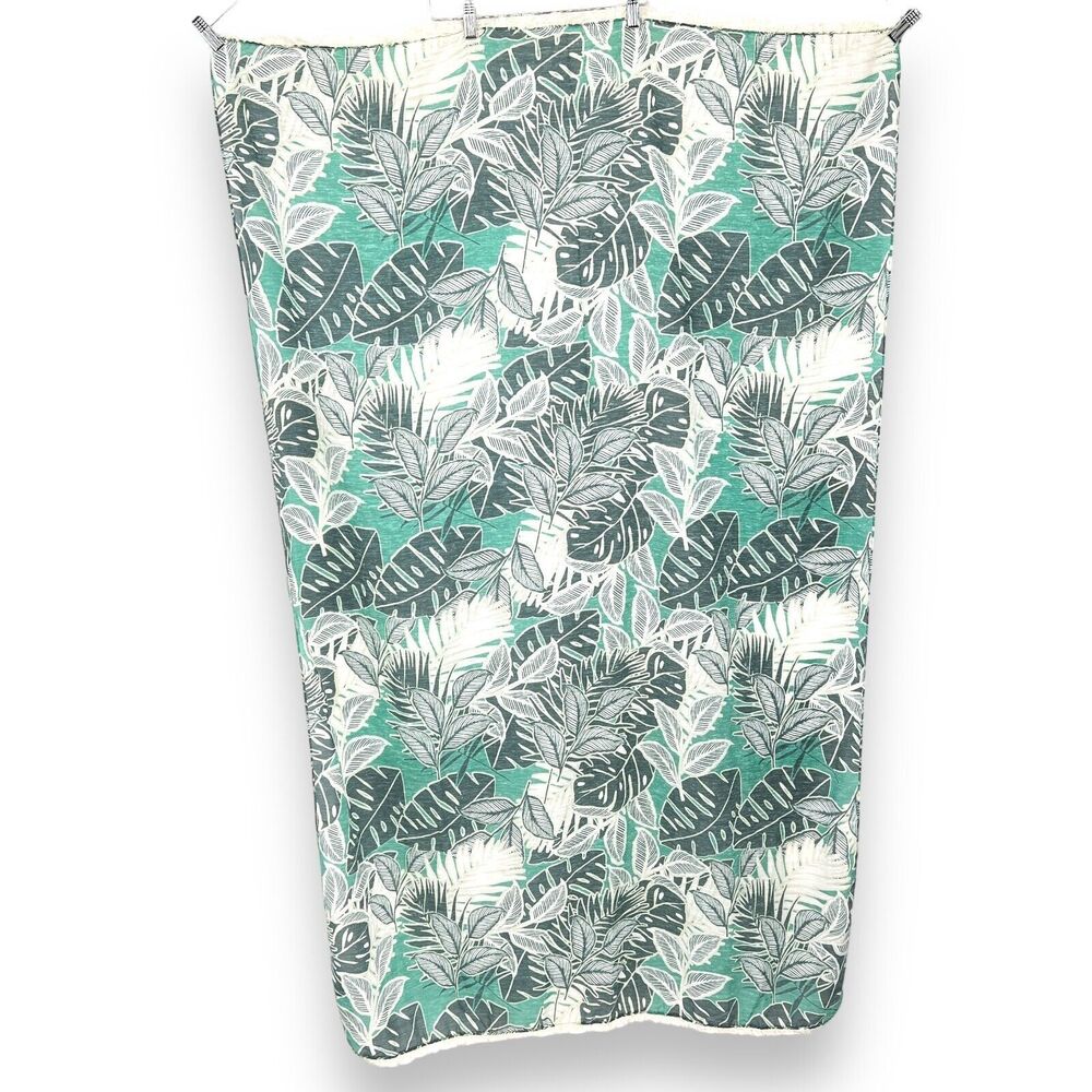 Unbranded Polynesian Green Leaf Print Lightweight Cotton w/ Fringe Ends Wrap
